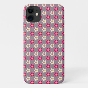 Floral pattern of crimson and white flowers on a c iPhone 11 case