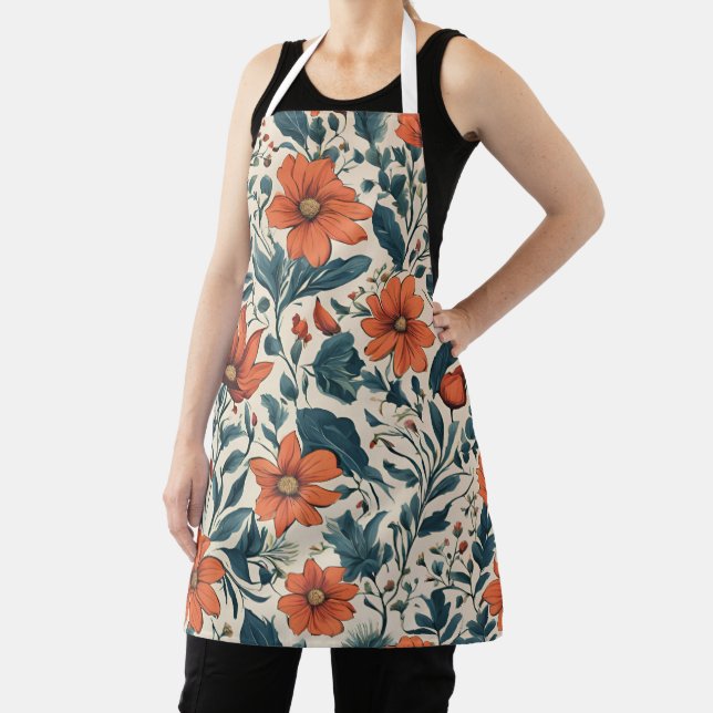 Floral Pattern of Vibrant Orange Flowers  Apron (Insitu)