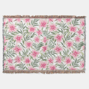 Floral Pattern Oleander Flowers Throw Blanket