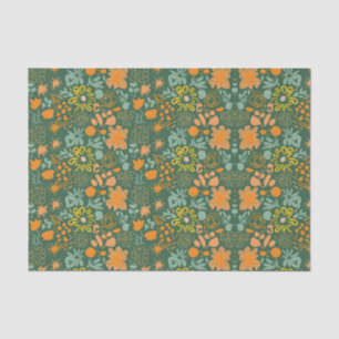 Floral pattern on a dark green background tissue paper