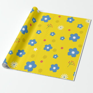 Floral pattern on a yellow background wrapping paper