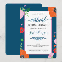 FLORAL Pattern on dark blue VIRTUAL BRIDAL SHOWER