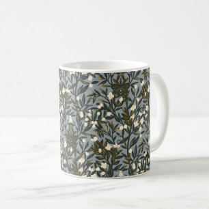 Floral pattern on dusty blue-gray background coffee mug