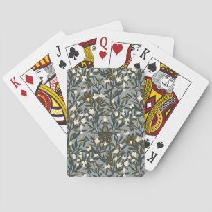 Floral pattern on dusty blue-gray background playing cards