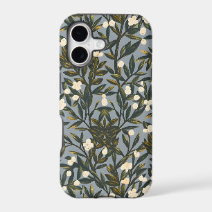 Floral pattern on dusty blue-grey background