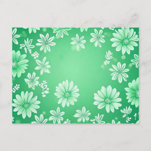 Floral Pattern on Green Background Postcard