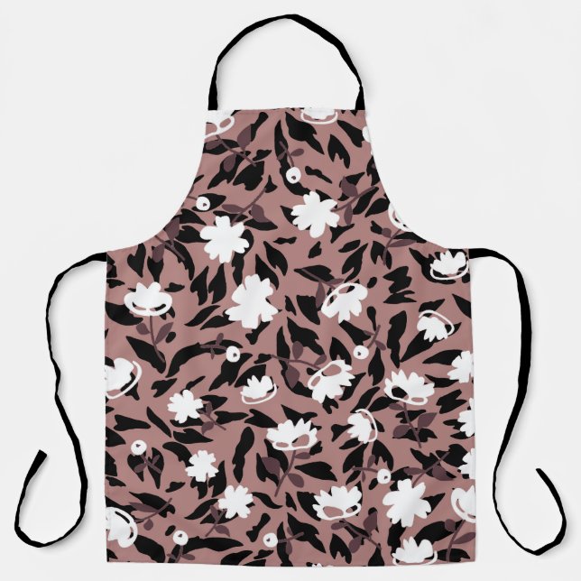 Floral pattern on leopard background. apron (Front)