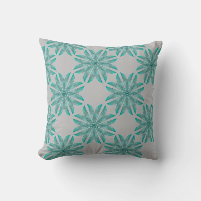 Floral pattern on light grey cushion (Front)