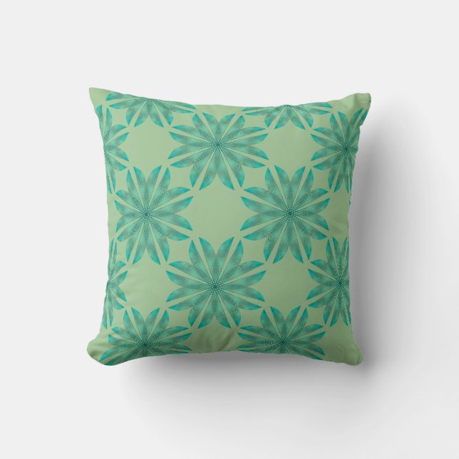 Floral pattern on mint green cushion (Front)