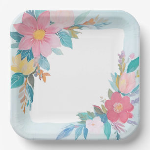 floral pattern paper plate
