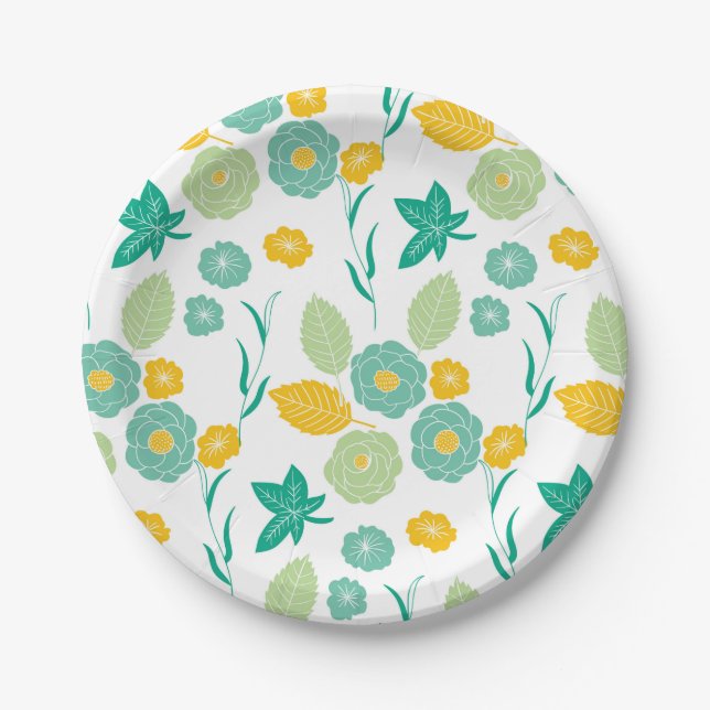 Floral pattern paper plate (Front)