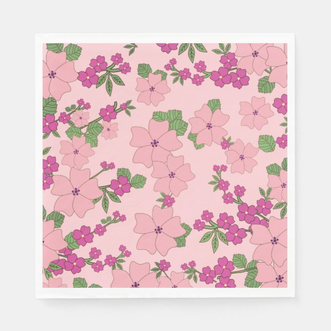 Floral pattern, pastel violet and purple, napkin (Front)