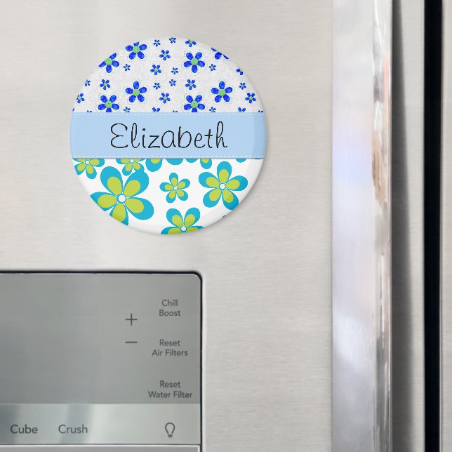 Floral Pattern, Pattern Of Flowers, Your Name Magnet (In Situ (Fridge))