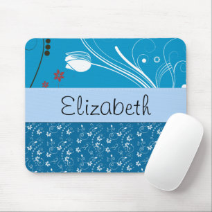 Floral Pattern, Pattern Of Flowers, Your Name Mouse Mat