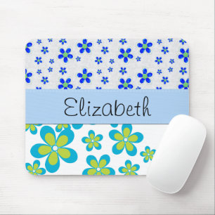 Floral Pattern, Pattern Of Flowers, Your Name Mouse Mat