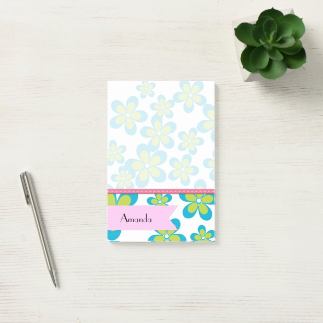 Floral Pattern, Pattern Of Flowers, Your Name Post-it Notes (Office)