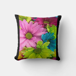 Floral pattern pink green blue cushion