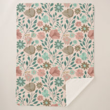 Floral pattern pink green brown boho 