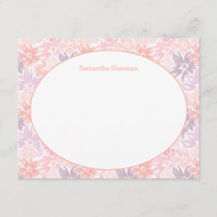 Floral Pattern Pink & Purple Thank You Stationery Invitation