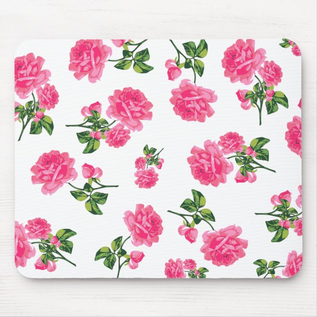Floral pattern: Pink roses Mouse Mat (Front)