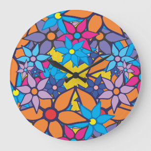 Floral Pattern Pop Art #3 Large Clock