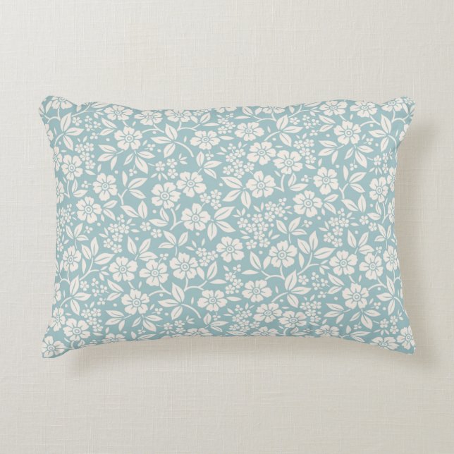 Floral pattern. Pretty flowers on grey blue backgr Decorative Cushion (Front)