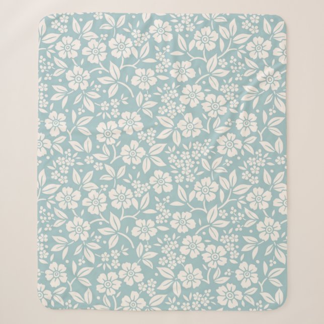 Floral pattern. Pretty flowers on grey blue backgr Sherpa Blanket (Front)