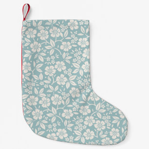 Floral pattern. Pretty flowers on grey blue backgr Small Christmas Stocking