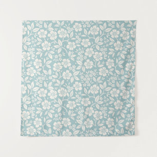 Floral pattern. Pretty flowers on grey blue backgr Tapestry