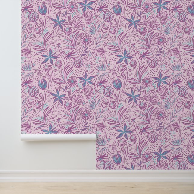 Floral Pattern Pretty Pink Watercolor Wallpaper (Application)