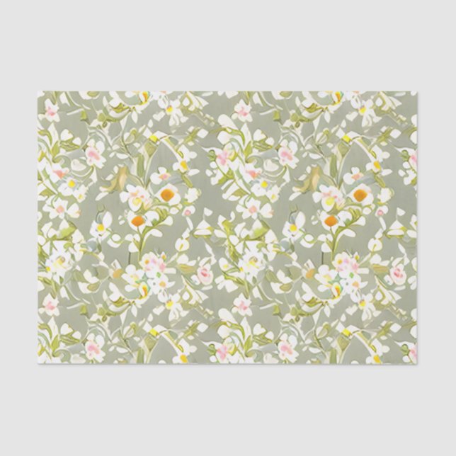 Floral Pattern Primrose Flowers Tissue Paper (Front)