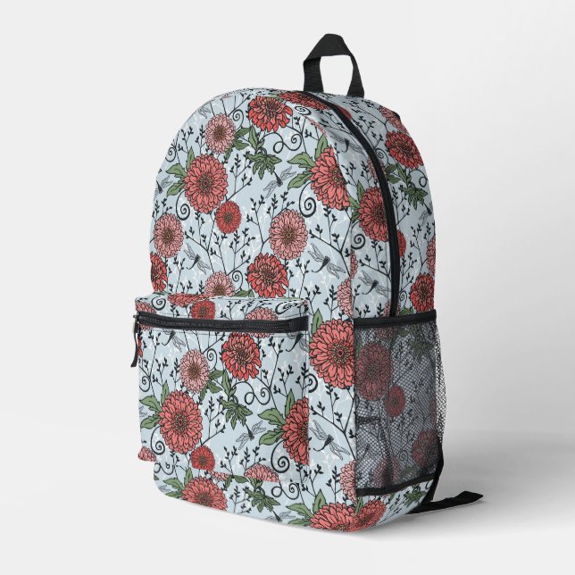 Floral pattern printed backpack (Back Corner Right)