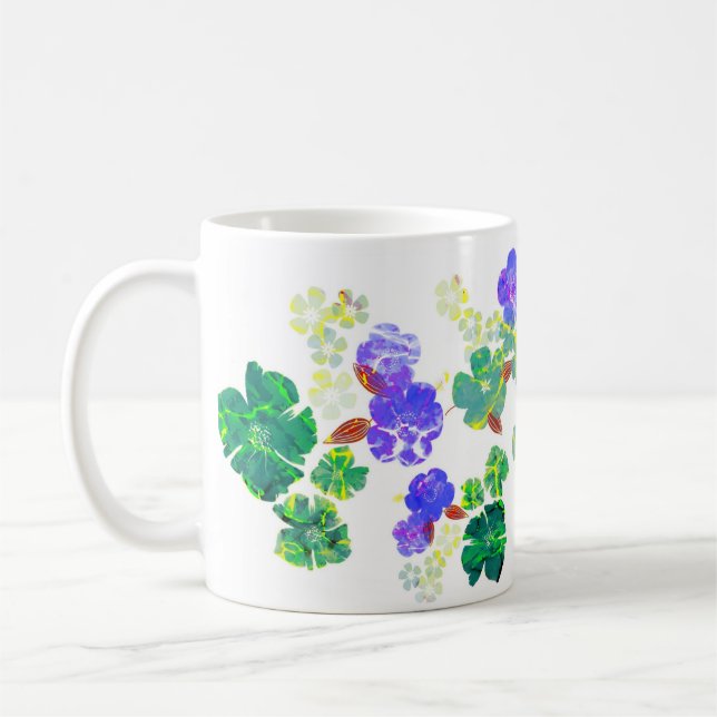 Floral pattern purple & green mug (Left)
