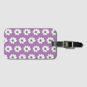 Floral pattern purple luggage tag
