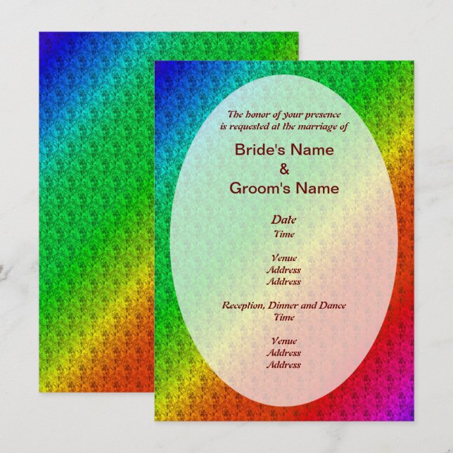 Floral Pattern Rainbow Autumn Wedding Invitation (Front/Back)