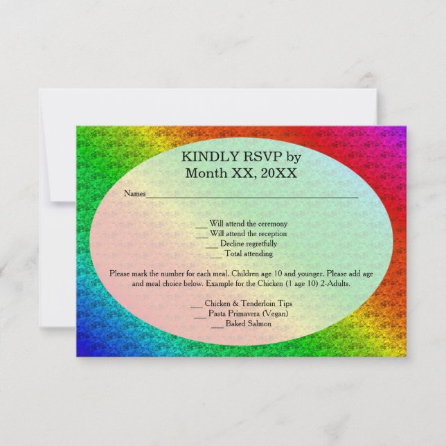 Floral Pattern Rainbow Autumn Wedding Invitation (Front)