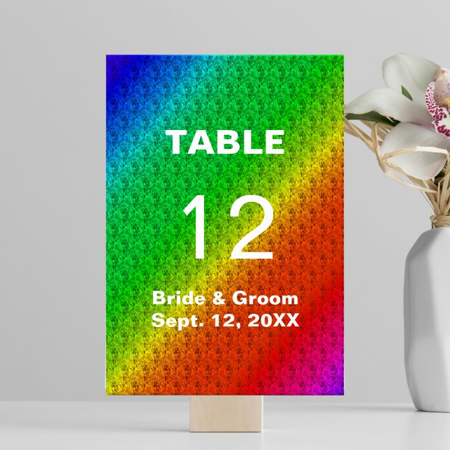 Floral Pattern Rainbow Autumn Wedding Table Number (Floral Pattern Rainbow Autumn Wedding Table Number)