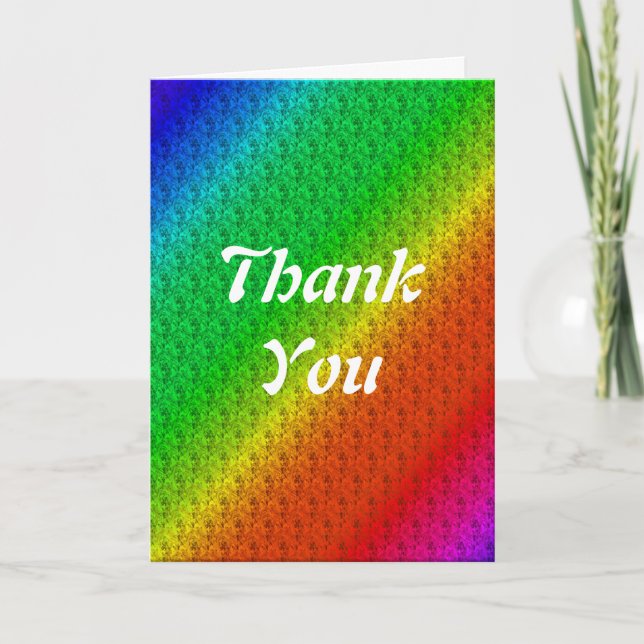 Floral Pattern Rainbow Autumn Wedding Thank You Card (Front)