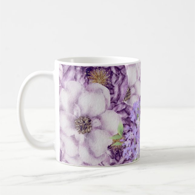 floral pattern roses coffee mug (Left)