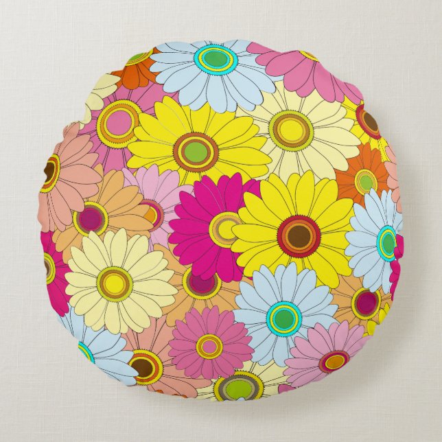 floral pattern round cushion (Front)