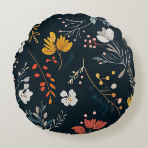Floral Pattern Round Cushion