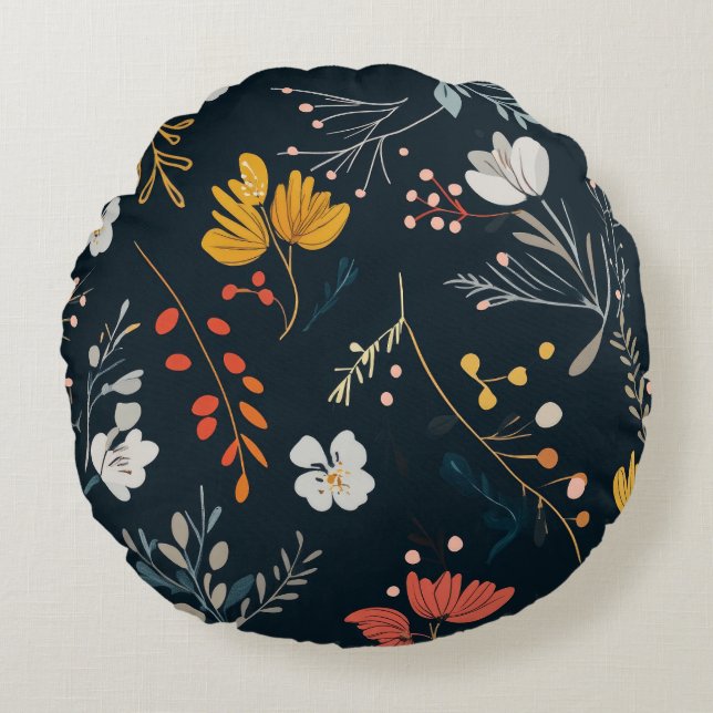 Floral Pattern Round Cushion (Front)