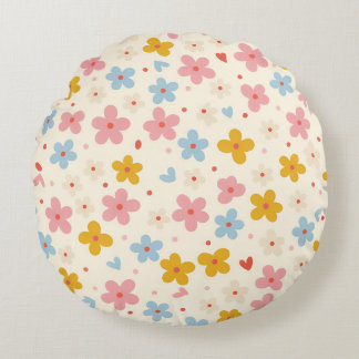 Floral Pattern Round Cushion