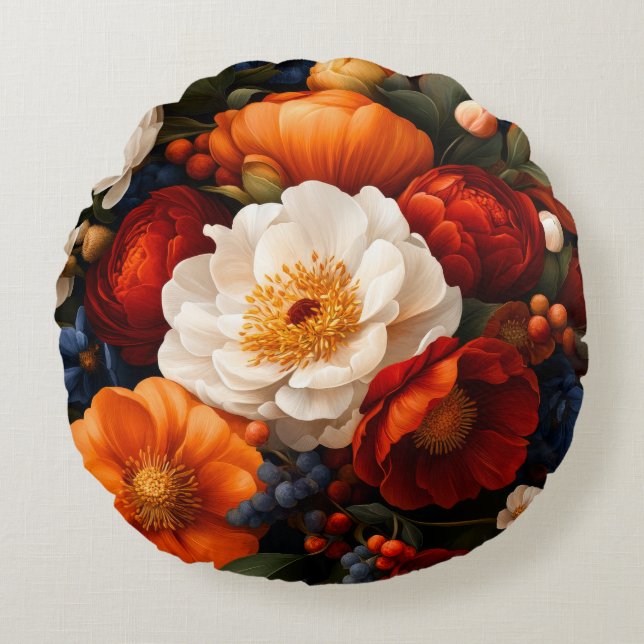 Floral Pattern Round Cushion (Front)