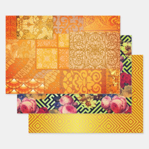 Floral Pattern Sampler Wrapping Paper Sheet
