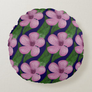 Floral Pattern Seamless Botanical Aesthetic Round Cushion
