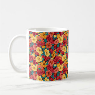 Floral pattern seamless retro. Anemones Coffee Mug