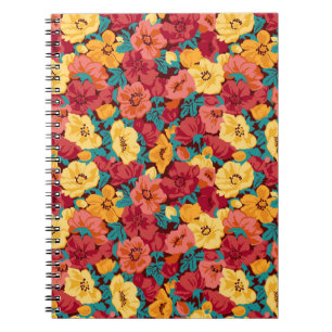 Floral pattern seamless retro. Anemones Notebook