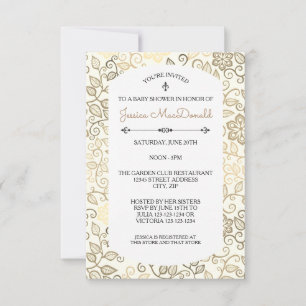Floral Pattern Sepia - 3x5 Baby Shower Invitation