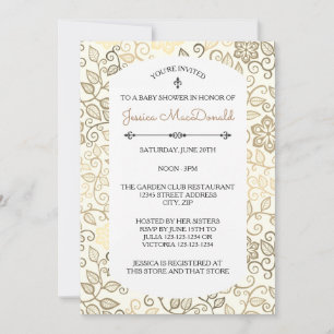 Floral Pattern Sepia - Baby Shower Invitation